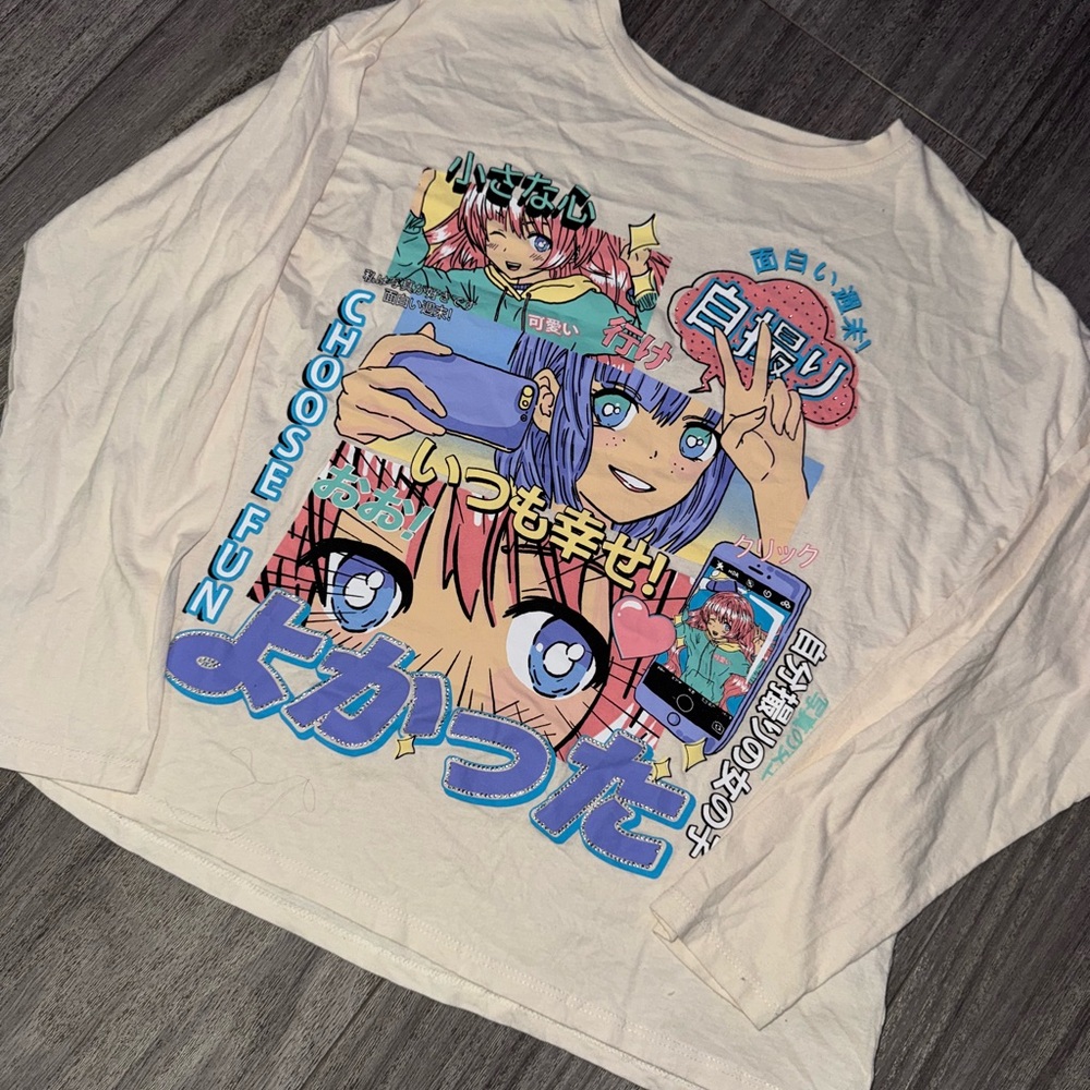 Zara Kids Long Sleeve Shirt - Cream with Colorful Graphics
